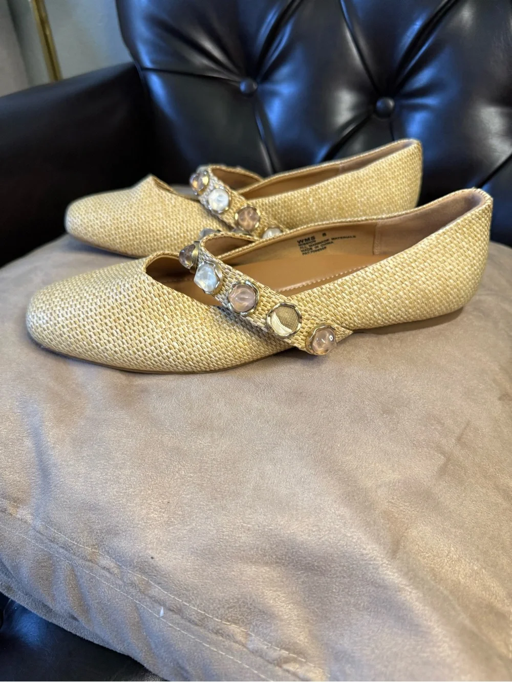 DV DOLCE VITA Mission Jewel Raffia Mary Jane Flats - Size 8
